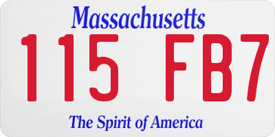 MA license plate 115FB7