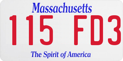 MA license plate 115FD3