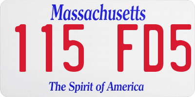 MA license plate 115FD5