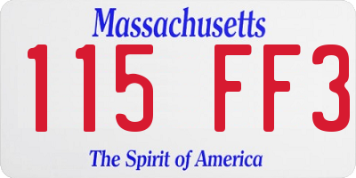 MA license plate 115FF3