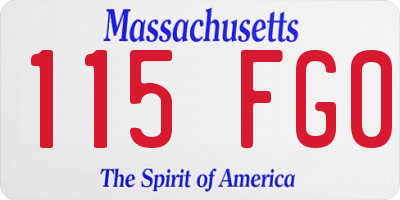 MA license plate 115FG0