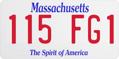 MA license plate 115FG1