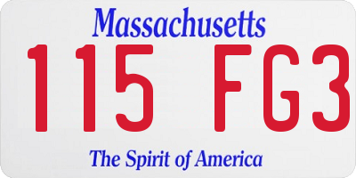 MA license plate 115FG3