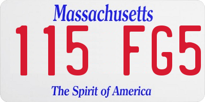 MA license plate 115FG5