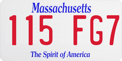 MA license plate 115FG7