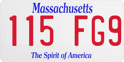 MA license plate 115FG9