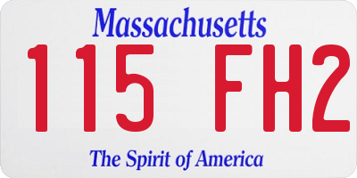 MA license plate 115FH2
