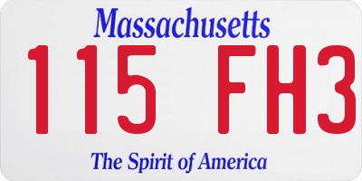 MA license plate 115FH3