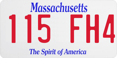 MA license plate 115FH4