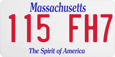 MA license plate 115FH7