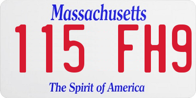 MA license plate 115FH9