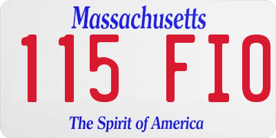 MA license plate 115FI0