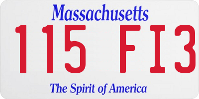 MA license plate 115FI3