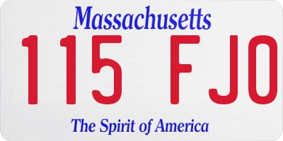 MA license plate 115FJ0