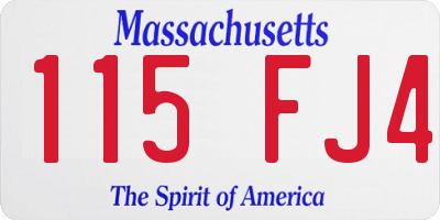 MA license plate 115FJ4