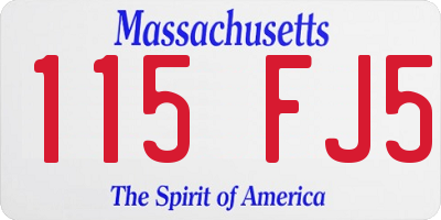 MA license plate 115FJ5