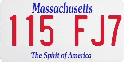 MA license plate 115FJ7