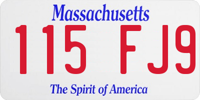 MA license plate 115FJ9