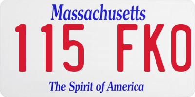 MA license plate 115FK0
