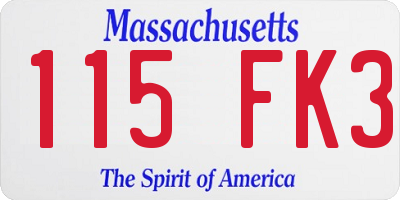 MA license plate 115FK3