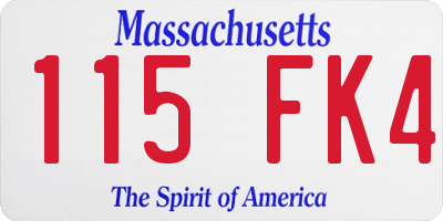 MA license plate 115FK4