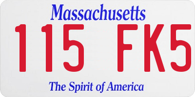 MA license plate 115FK5