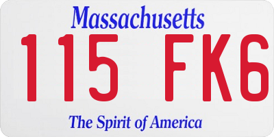MA license plate 115FK6