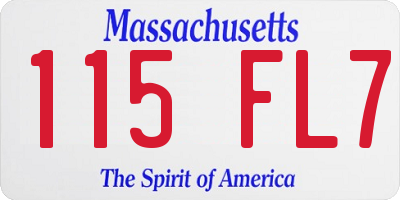 MA license plate 115FL7