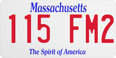 MA license plate 115FM2