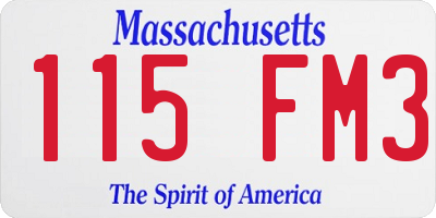 MA license plate 115FM3