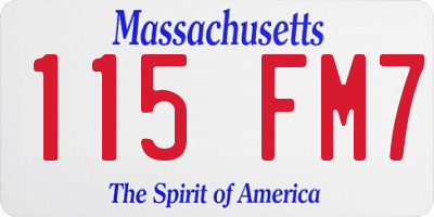 MA license plate 115FM7