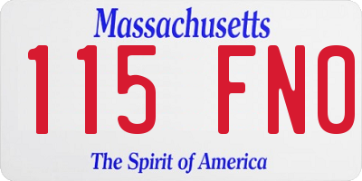 MA license plate 115FN0