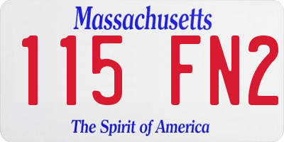 MA license plate 115FN2