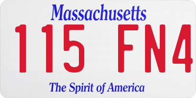 MA license plate 115FN4