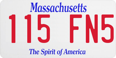 MA license plate 115FN5