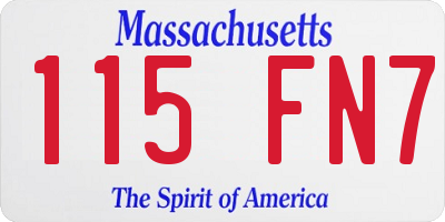 MA license plate 115FN7
