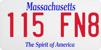 MA license plate 115FN8