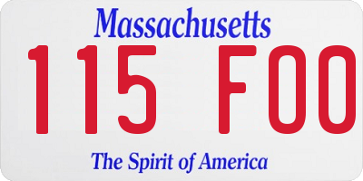 MA license plate 115FO0