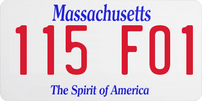MA license plate 115FO1