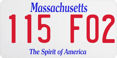 MA license plate 115FO2