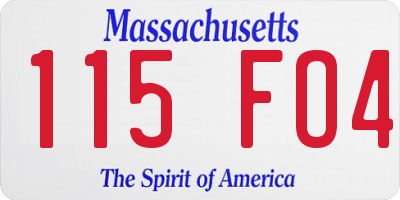 MA license plate 115FO4