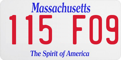 MA license plate 115FO9