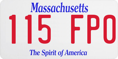 MA license plate 115FP0