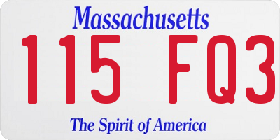 MA license plate 115FQ3