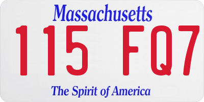 MA license plate 115FQ7