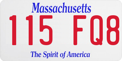 MA license plate 115FQ8
