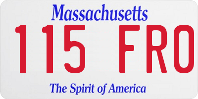 MA license plate 115FR0