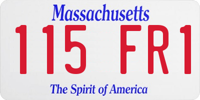 MA license plate 115FR1