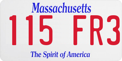 MA license plate 115FR3