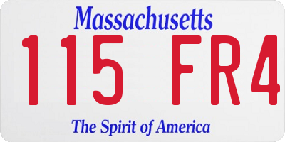 MA license plate 115FR4